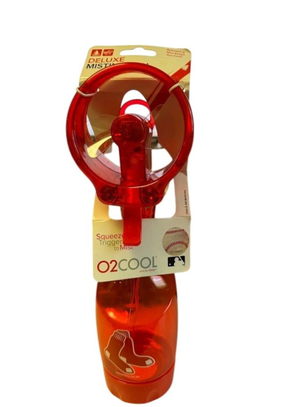 O2Cool MLB Deluxe Misting Fan Bottle Red Sox Logo Squeeze Trigger BPA-Free